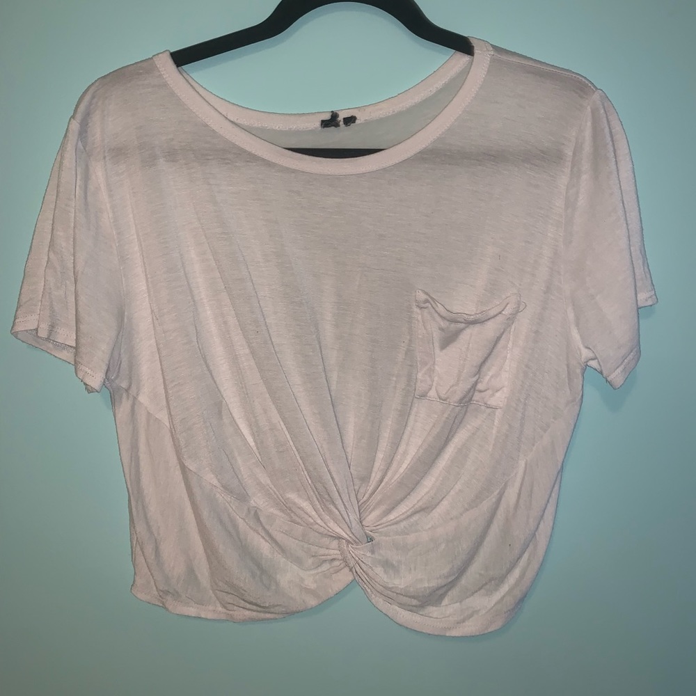 white cropped shirt